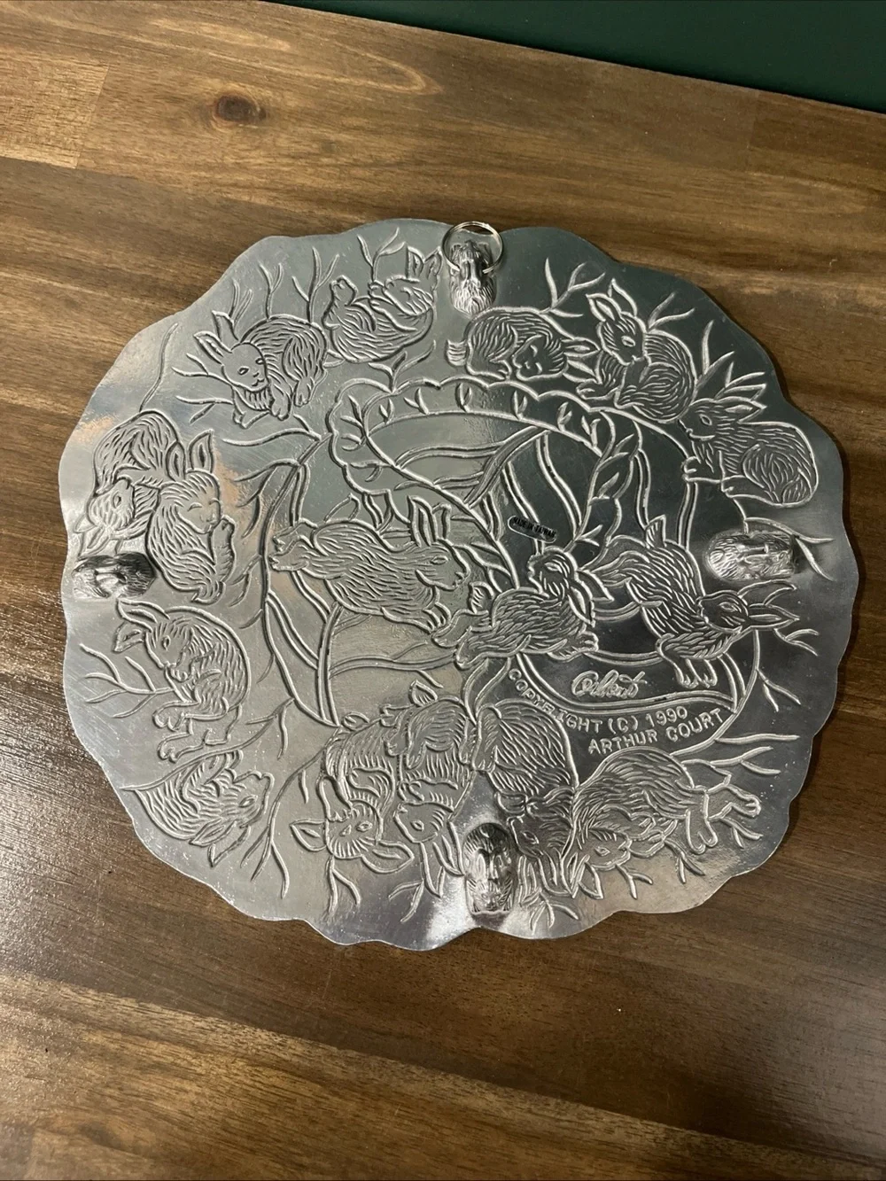 Arthur Court Silver-Tone Bunny Relief Serving Platter/Trivet